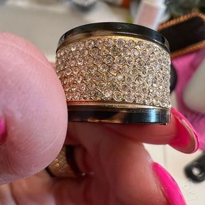 Michael Kors Pavé Tortoise Acetate Crystal Rhinestone Wide Band Ring Size 7